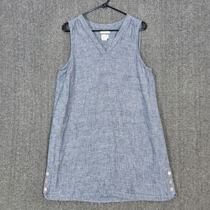 Nicole Miller Dress Womens XL Blue 100% Linen Chambray Sleeveless Mini Shift